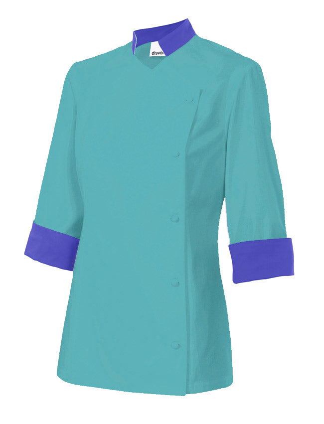 VESTE CUISINE ML FEMME TURQUOISE CLAIR