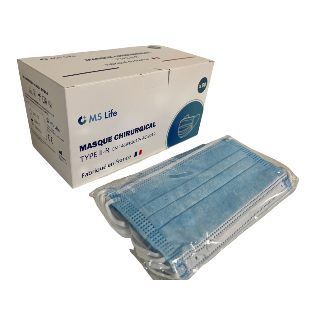 Masques À Élastique Type IIR Français - Ms Life - La Boîte De 50 Masques