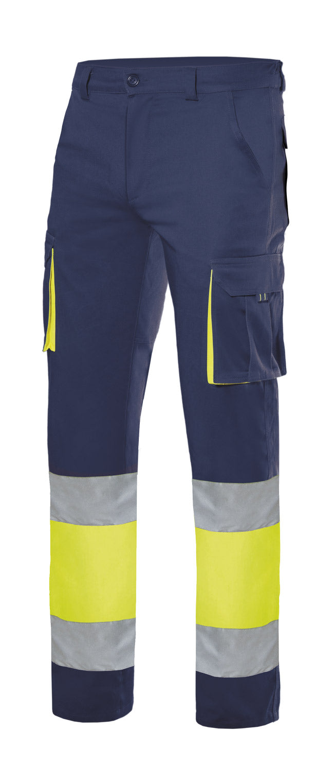 PANTALON STRETCH DOUBLÉ HV BLEU NAVY