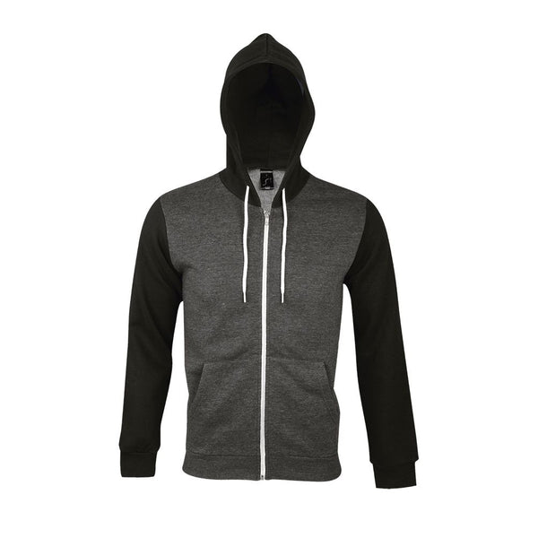 SOL'S SILVER - UNISEX HOODED ZIPPED JACKET WITH WHITE CONTRAST CORD