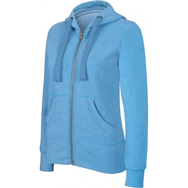 Women's "melange" zipped hooded sweatshirt